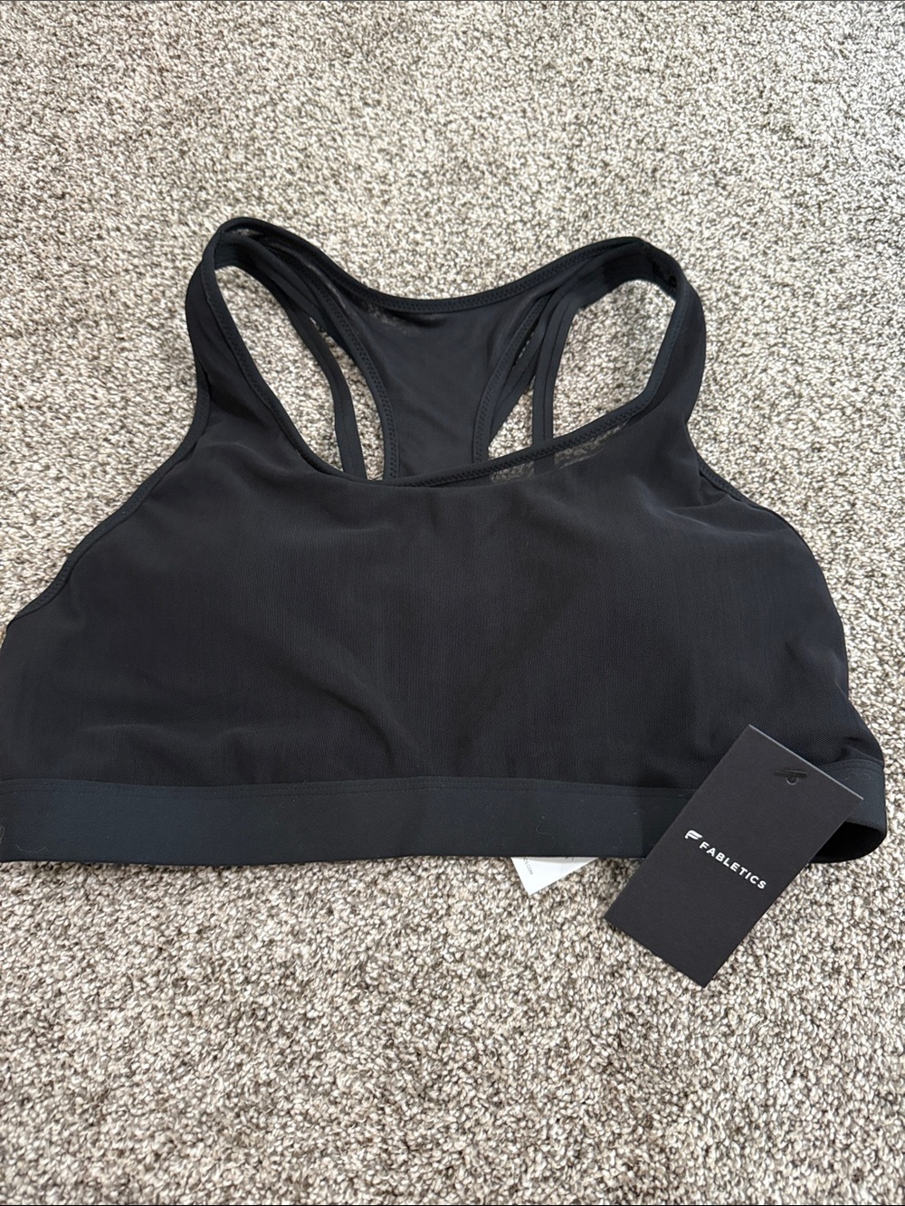 Fabletics Black Racerback Sports Bra with Support Band
